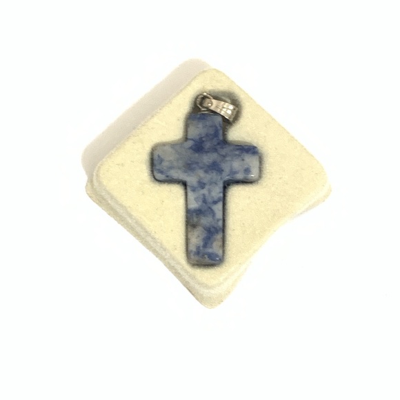 Blue Lapiz Cross Pendant - Picture 4 of 5